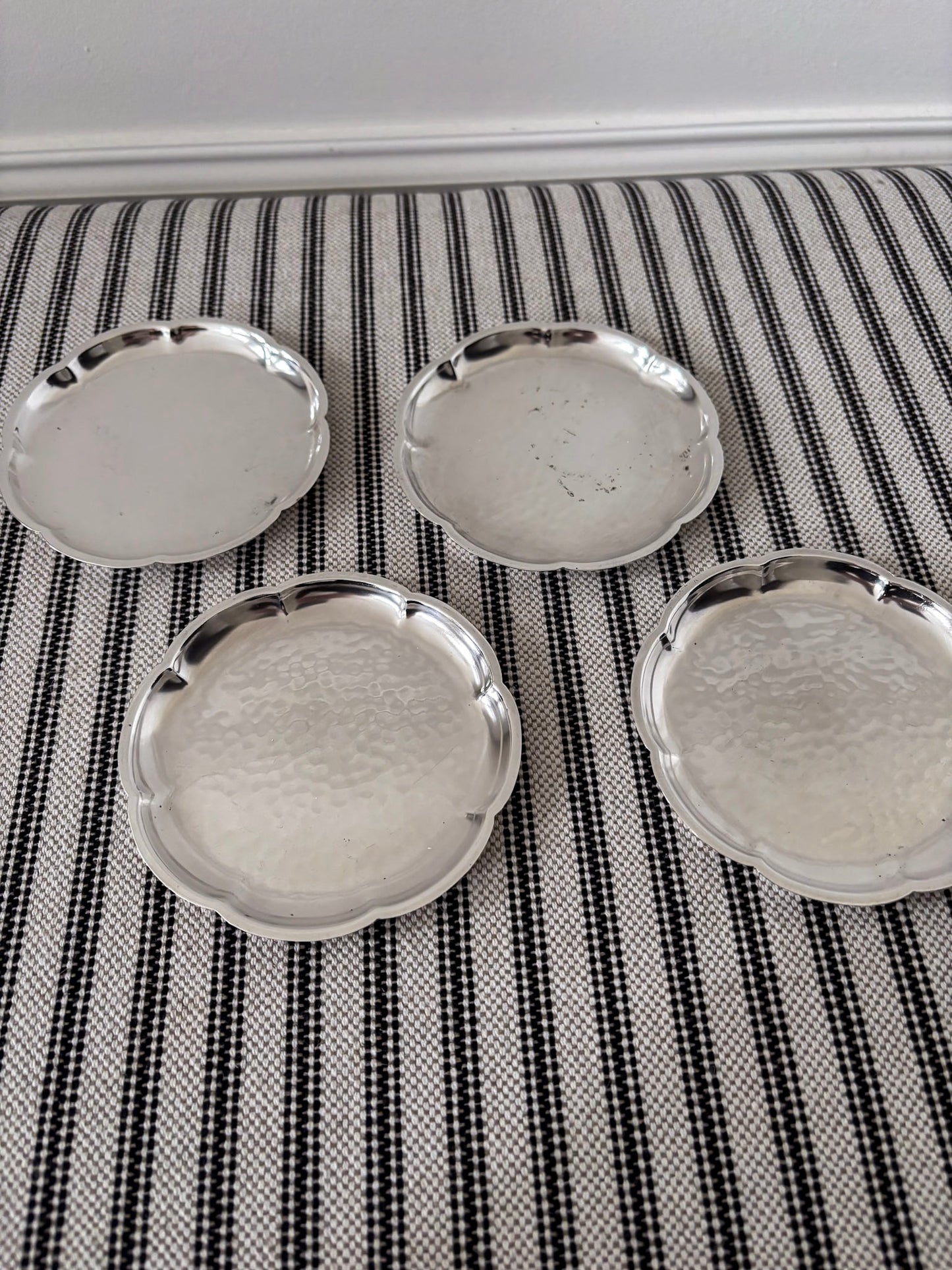 Silver-Plated Scalloped Edge Coasters - Set of Four