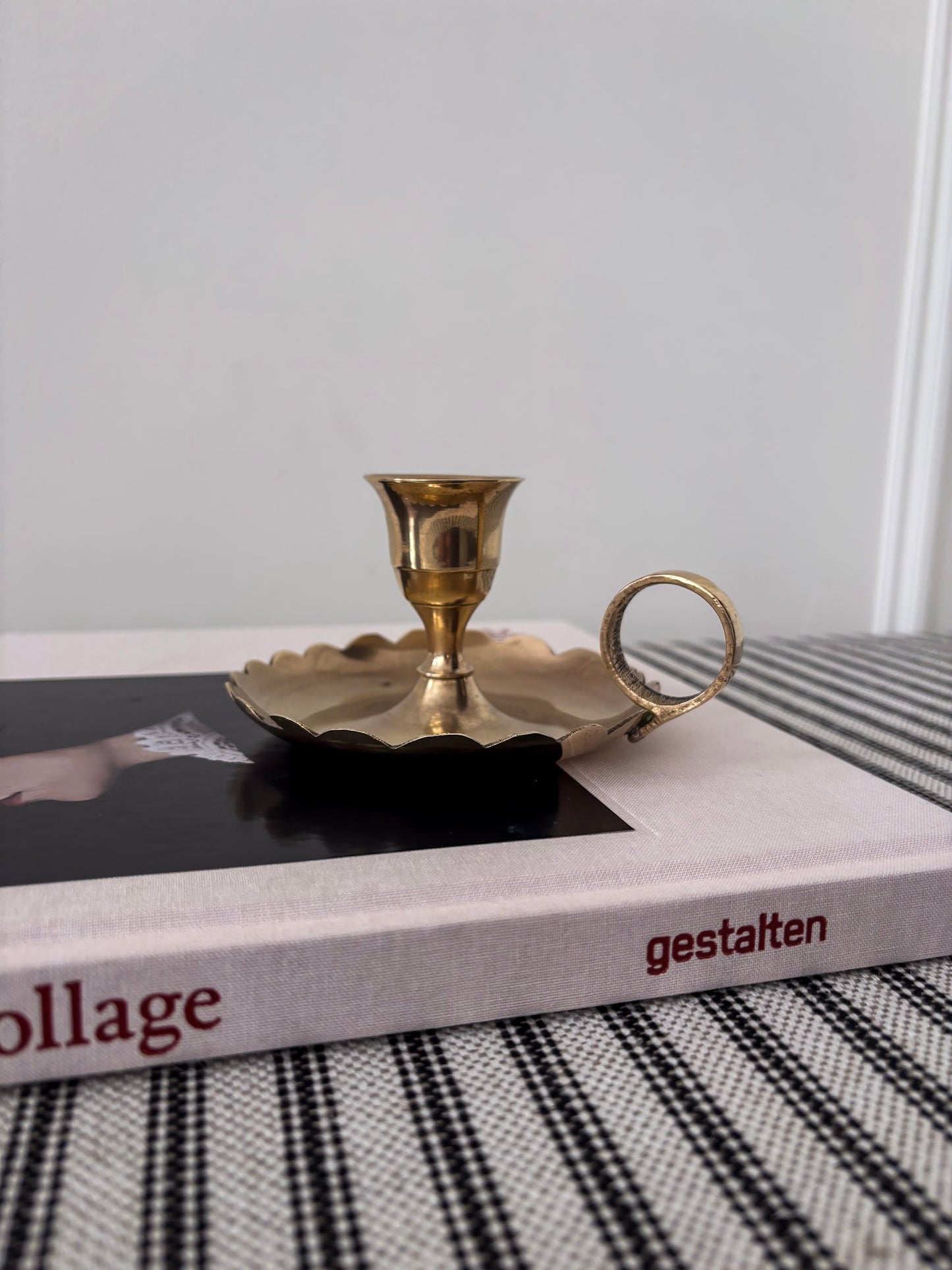 Brass Chamberstick Scalloped Candle Holder