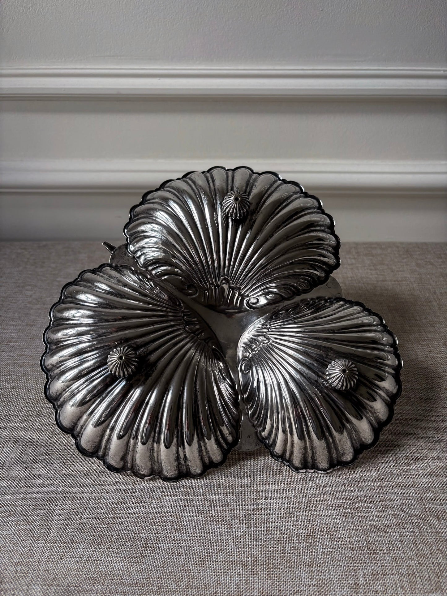 Triple Shell Silver-Plated Serving Dish