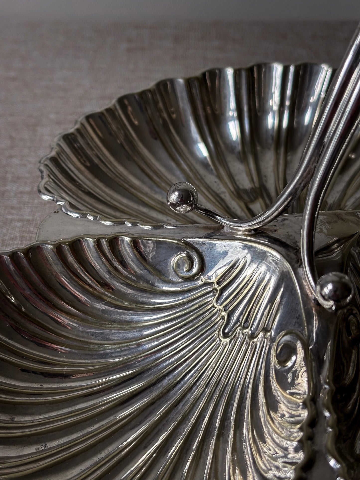 Triple Shell Silver-Plated Serving Dish