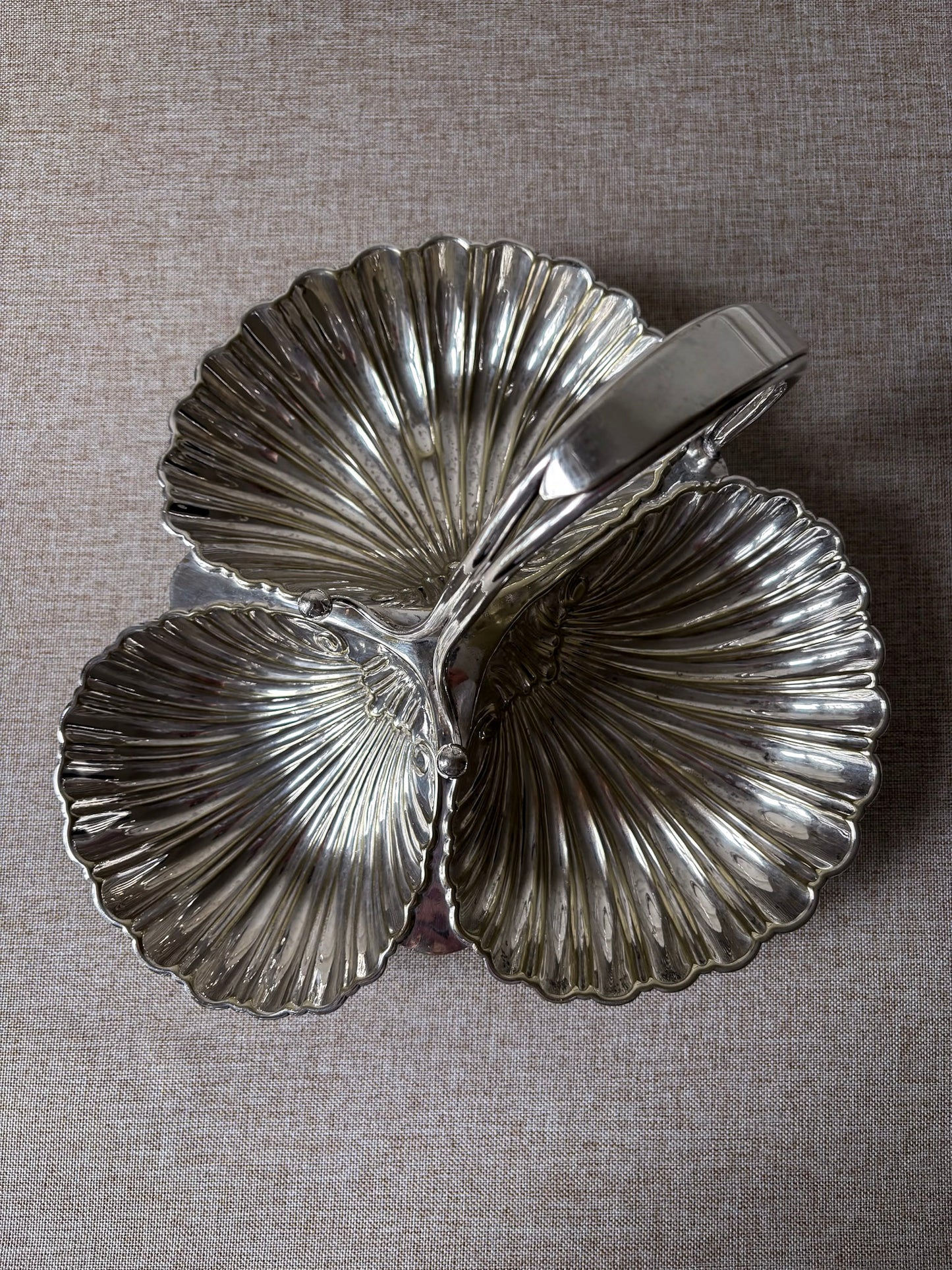 Triple Shell Silver-Plated Serving Dish