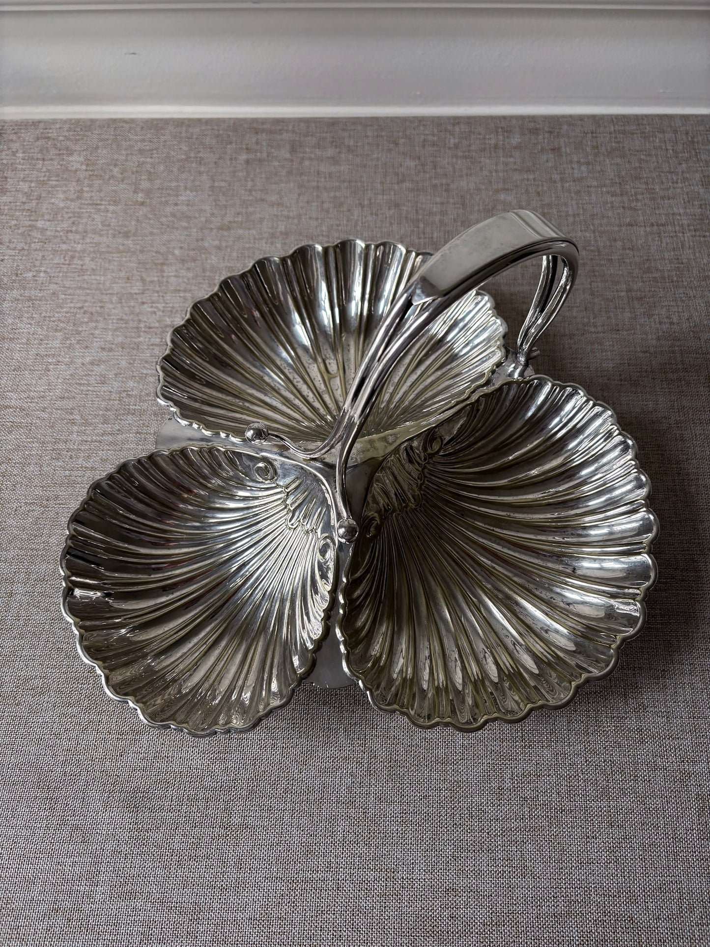 Triple Shell Silver-Plated Serving Dish
