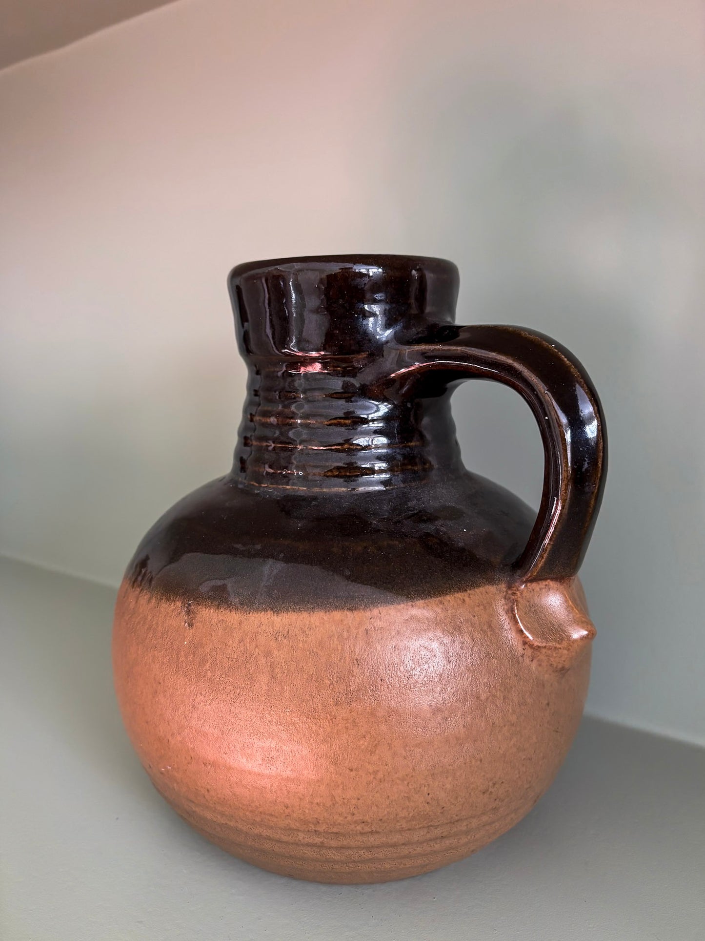 West German Rustic Ceramic Brown Glazed Jug