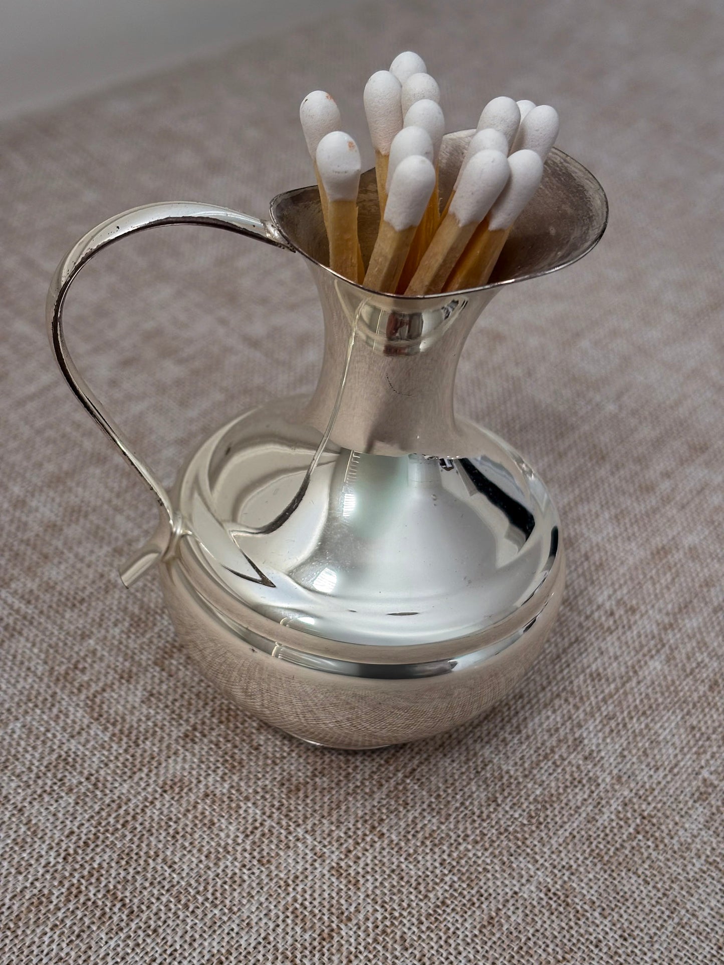 Silver-Plated Mini Jug, Small Decorative Pitcher or Match Holder