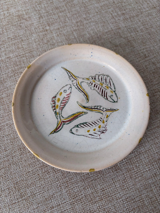 Studio Pottery Hand-Painted Fish Trinket Dish