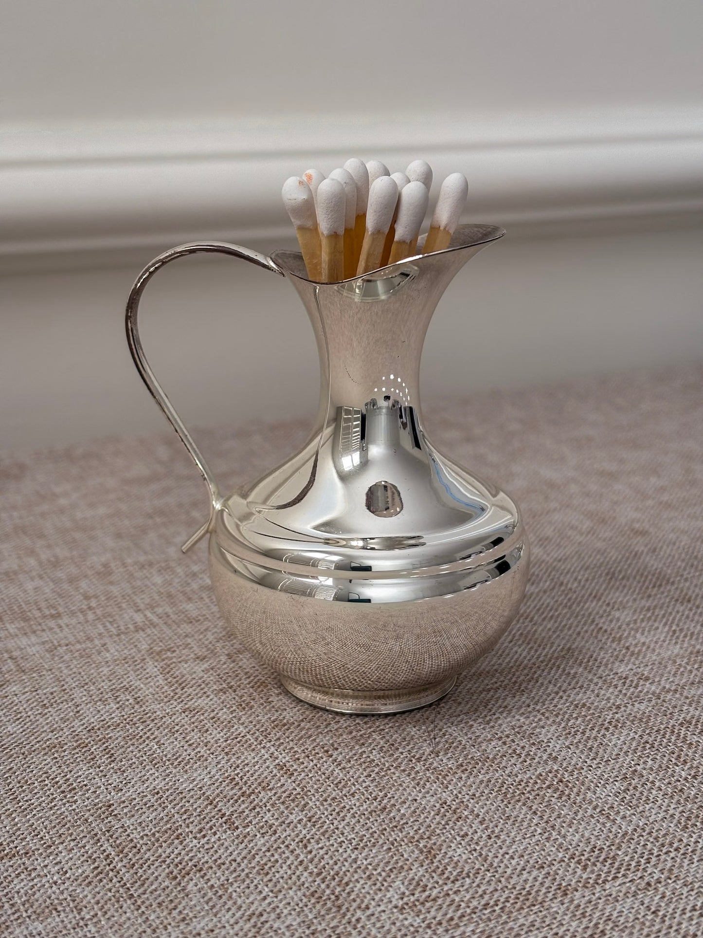 Silver-Plated Mini Jug, Small Decorative Pitcher or Match Holder