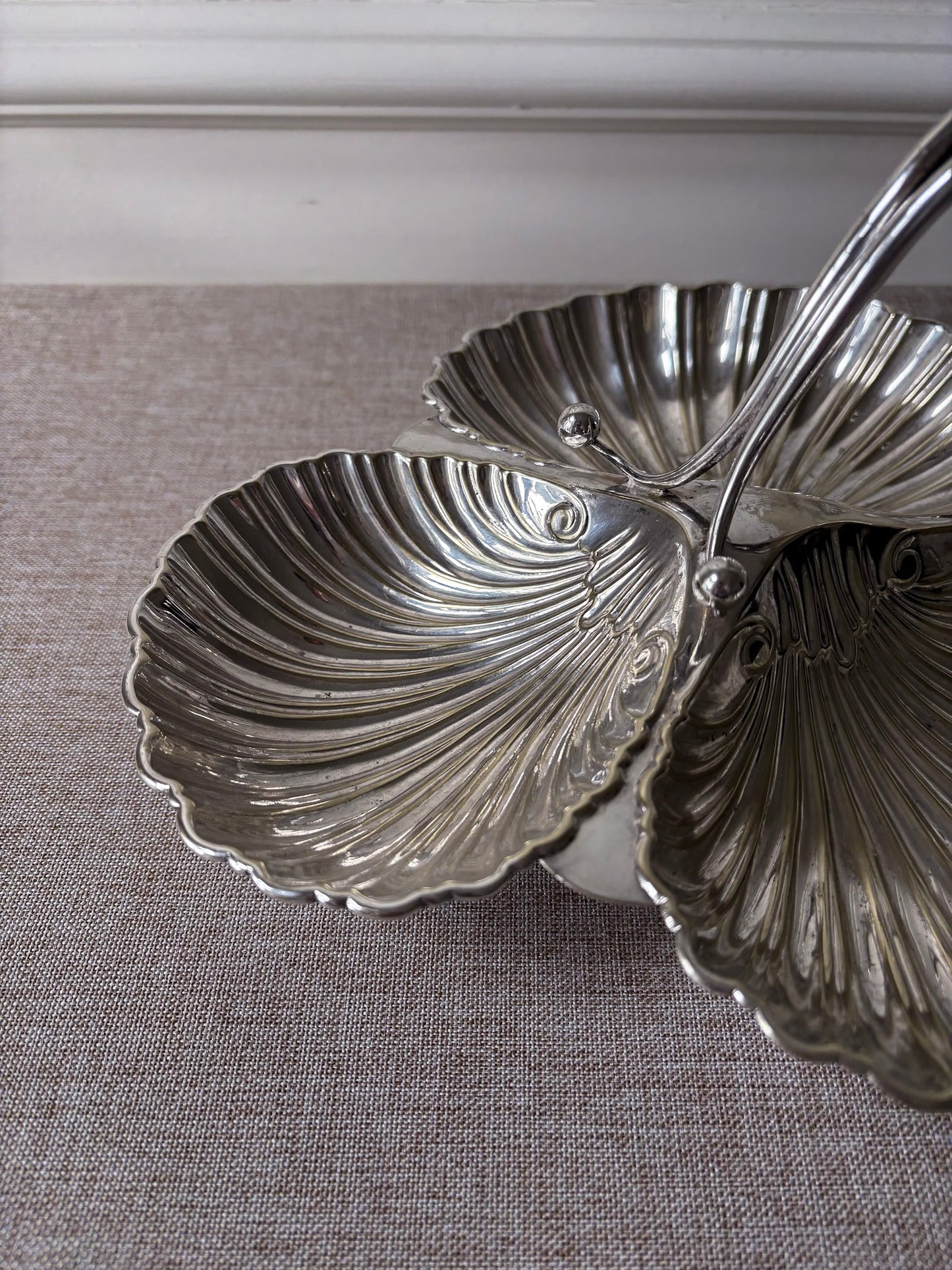 Triple Shell Silver-Plated Serving Dish