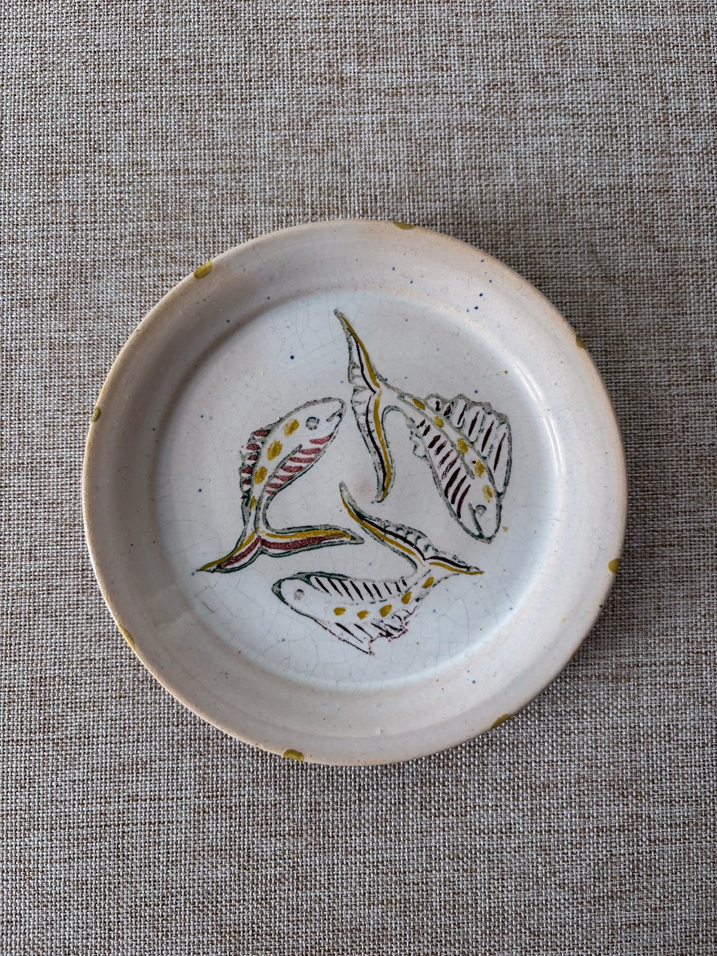 Studio Pottery Hand-Painted Fish Trinket Dish