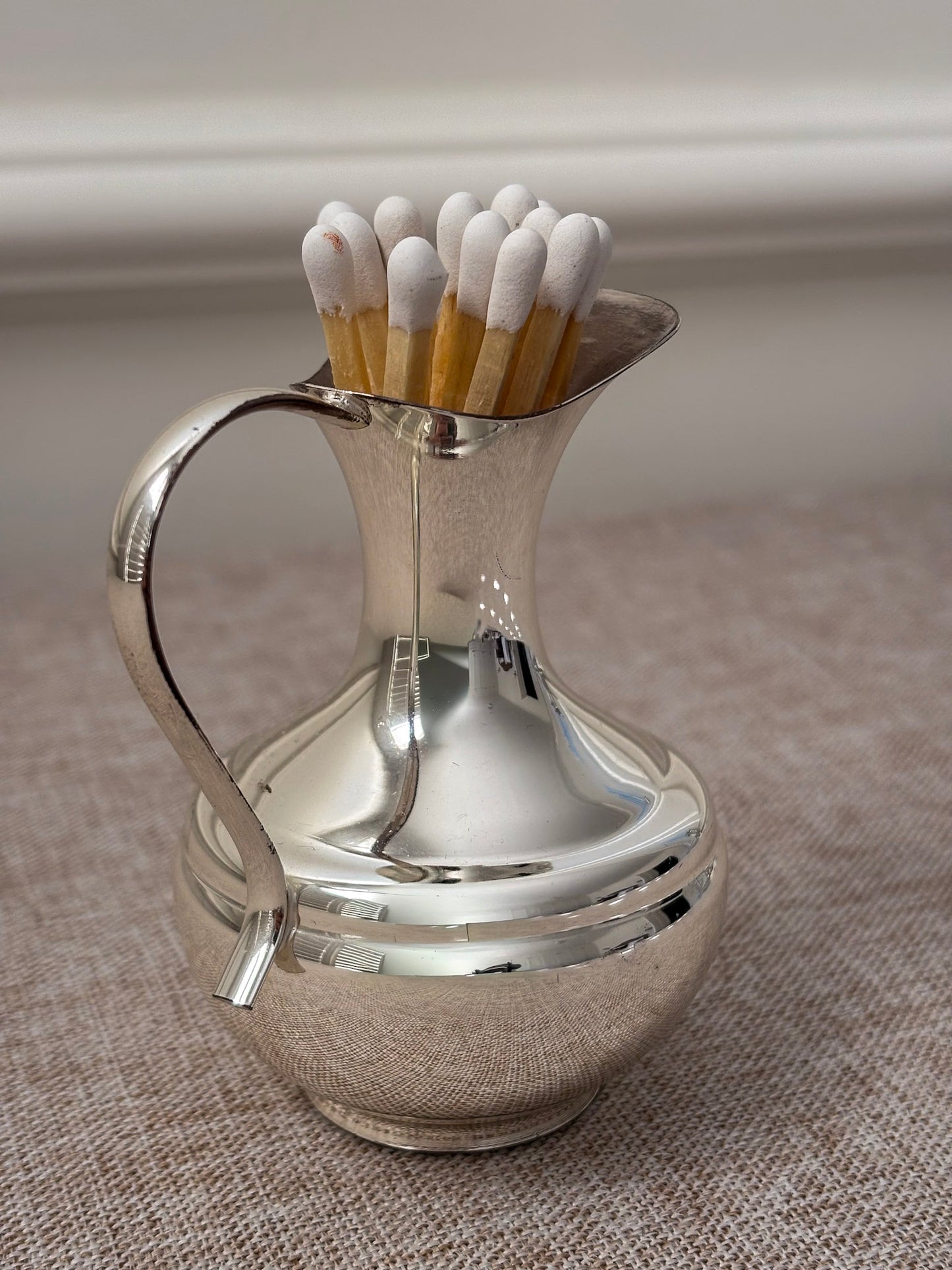 Silver-Plated Mini Jug, Small Decorative Pitcher or Match Holder
