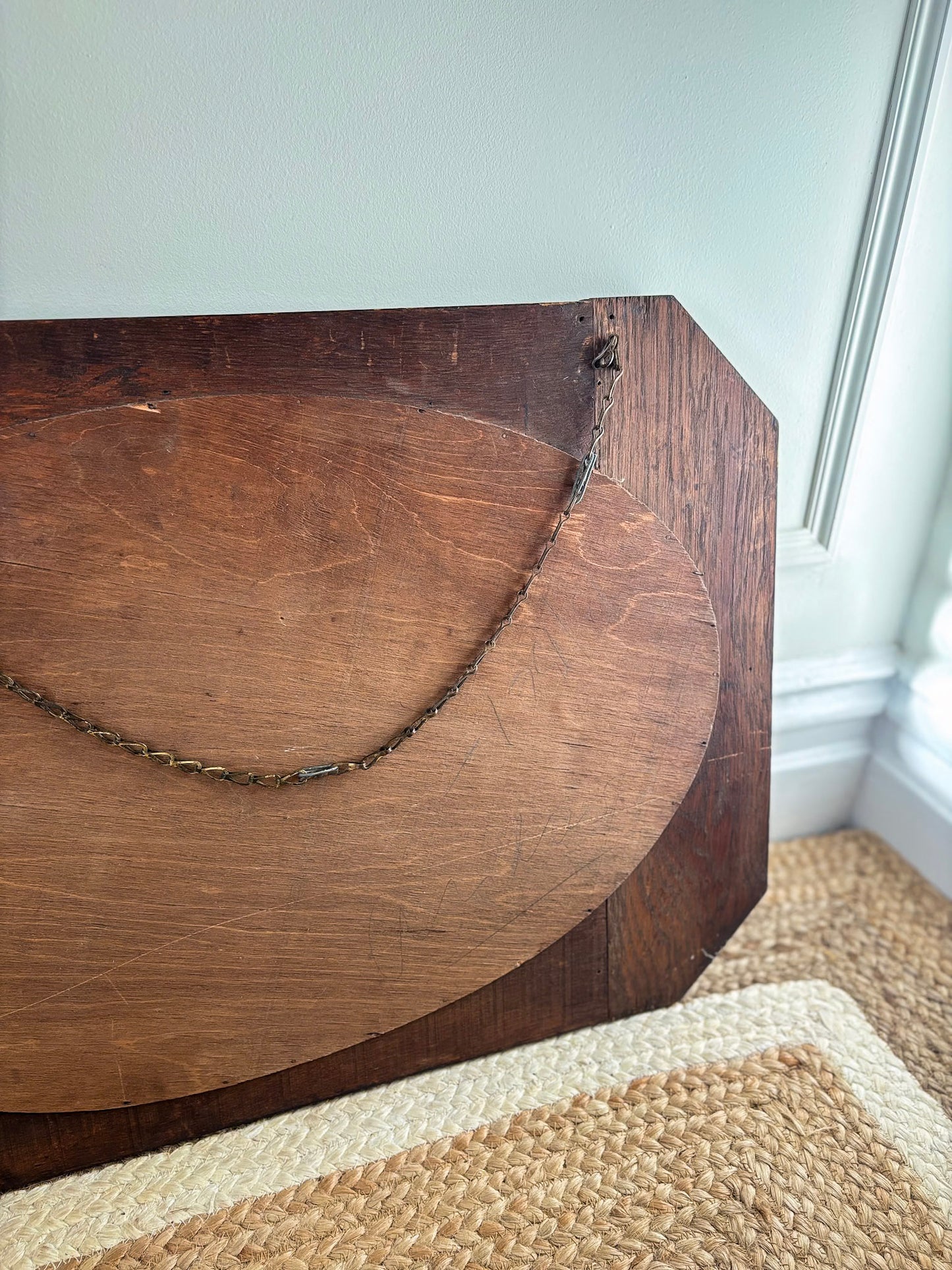 Vintage Beaded-Edge Oak Mirror