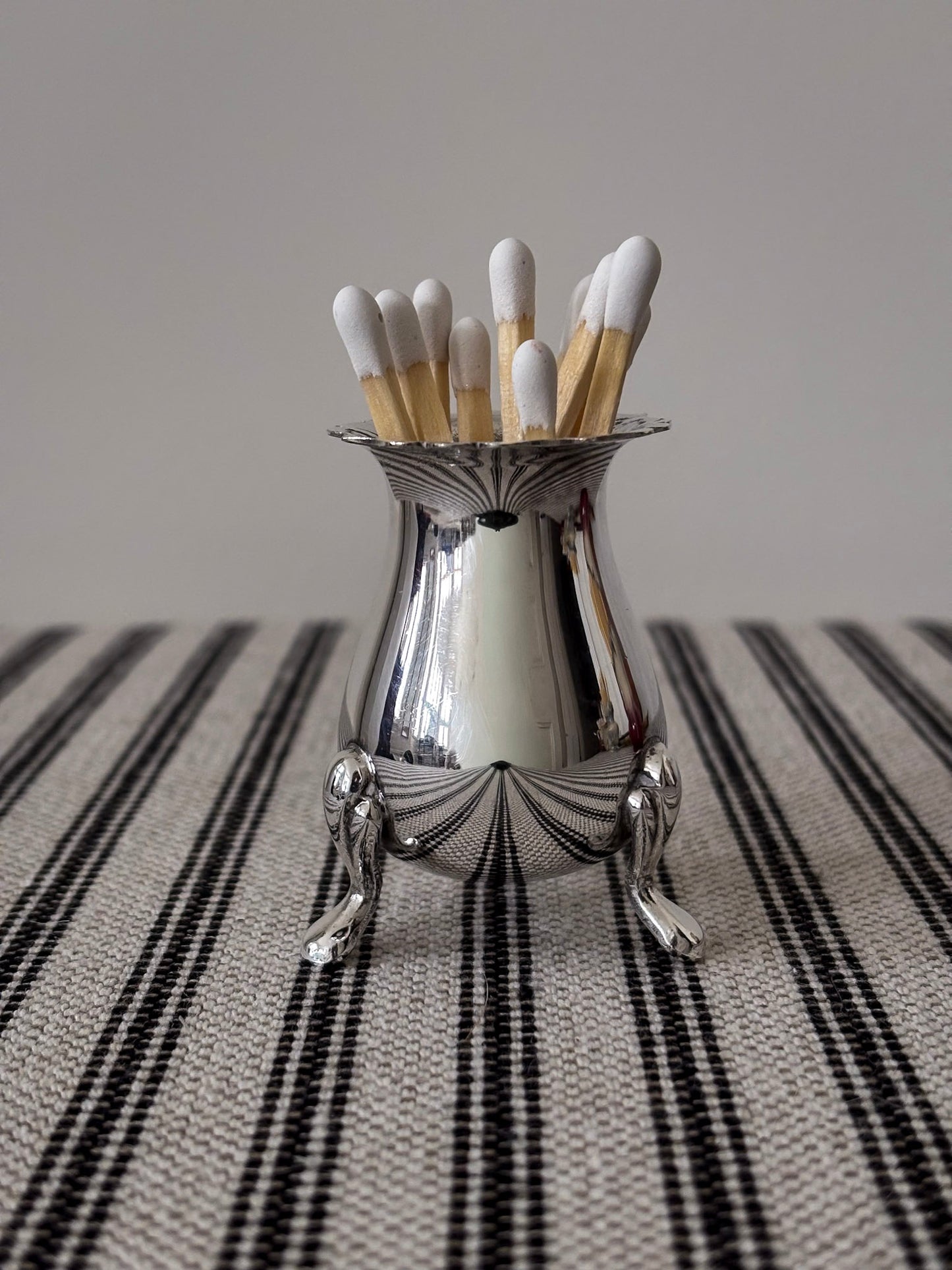 Silver-Plated Footed Vessel Matchstick Holder