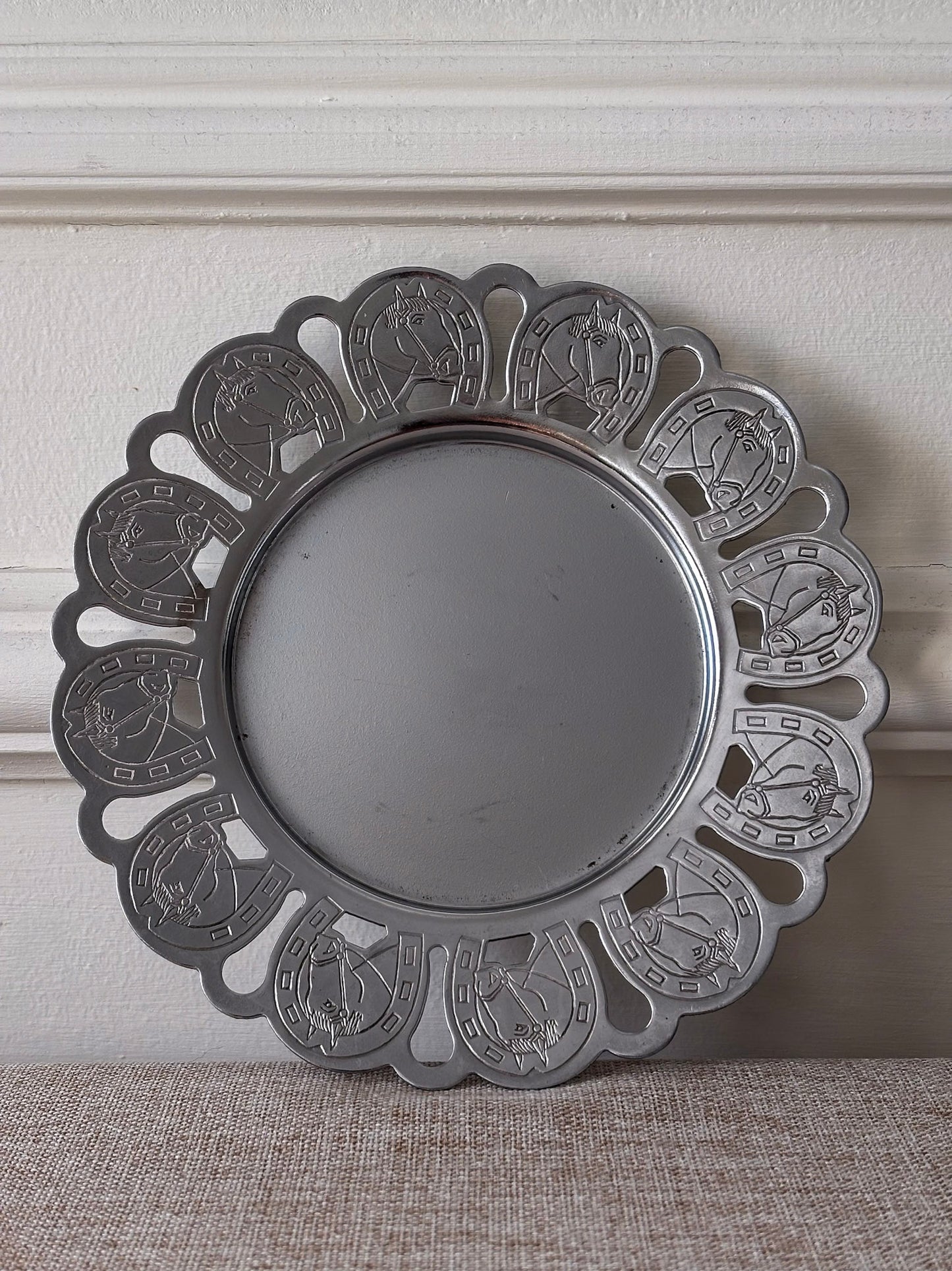 Silver-Tone Horseshoe Trinket Tray / Candle Plate