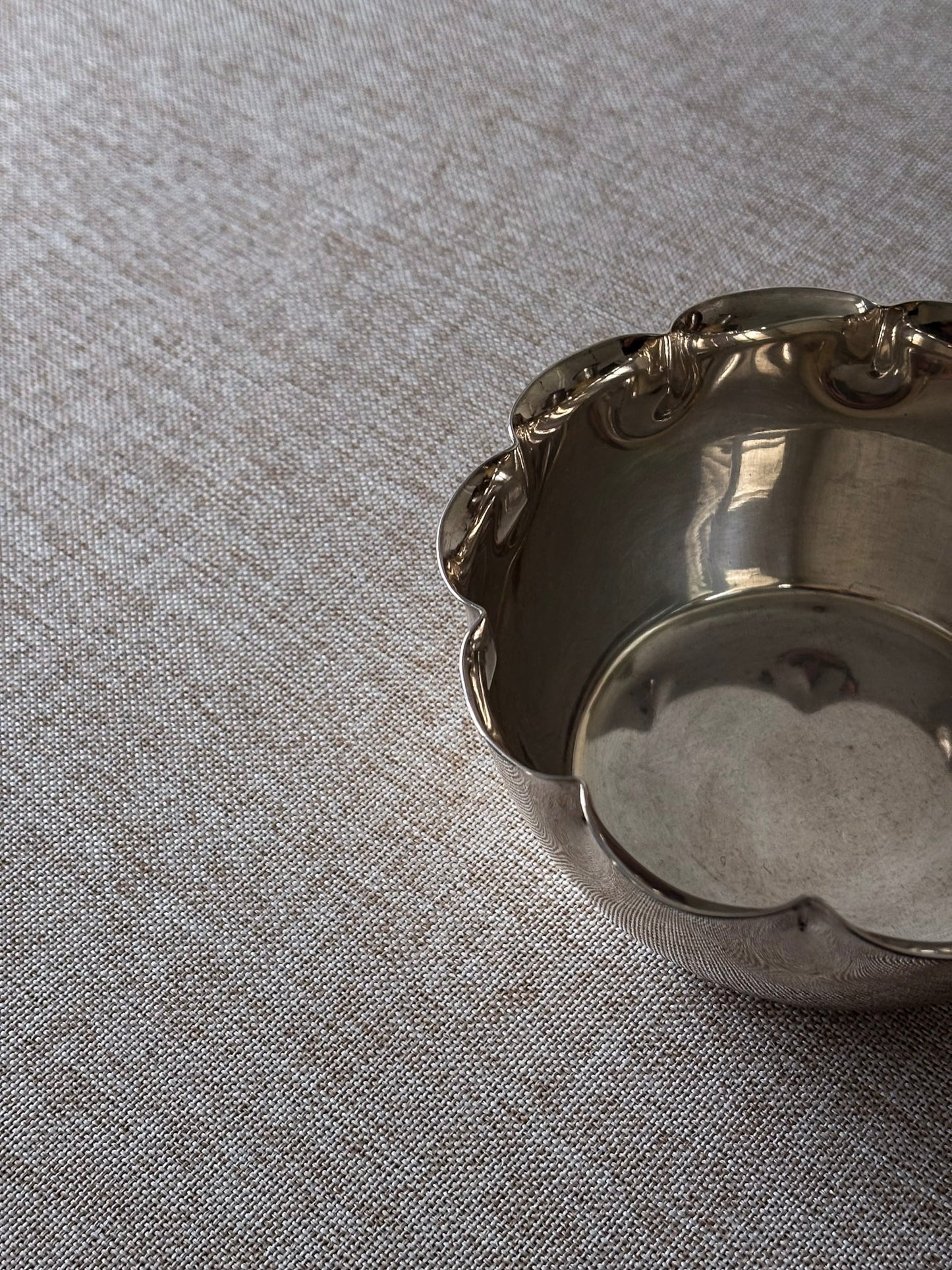 Silver-Plated Bowl with Scalloped Rim