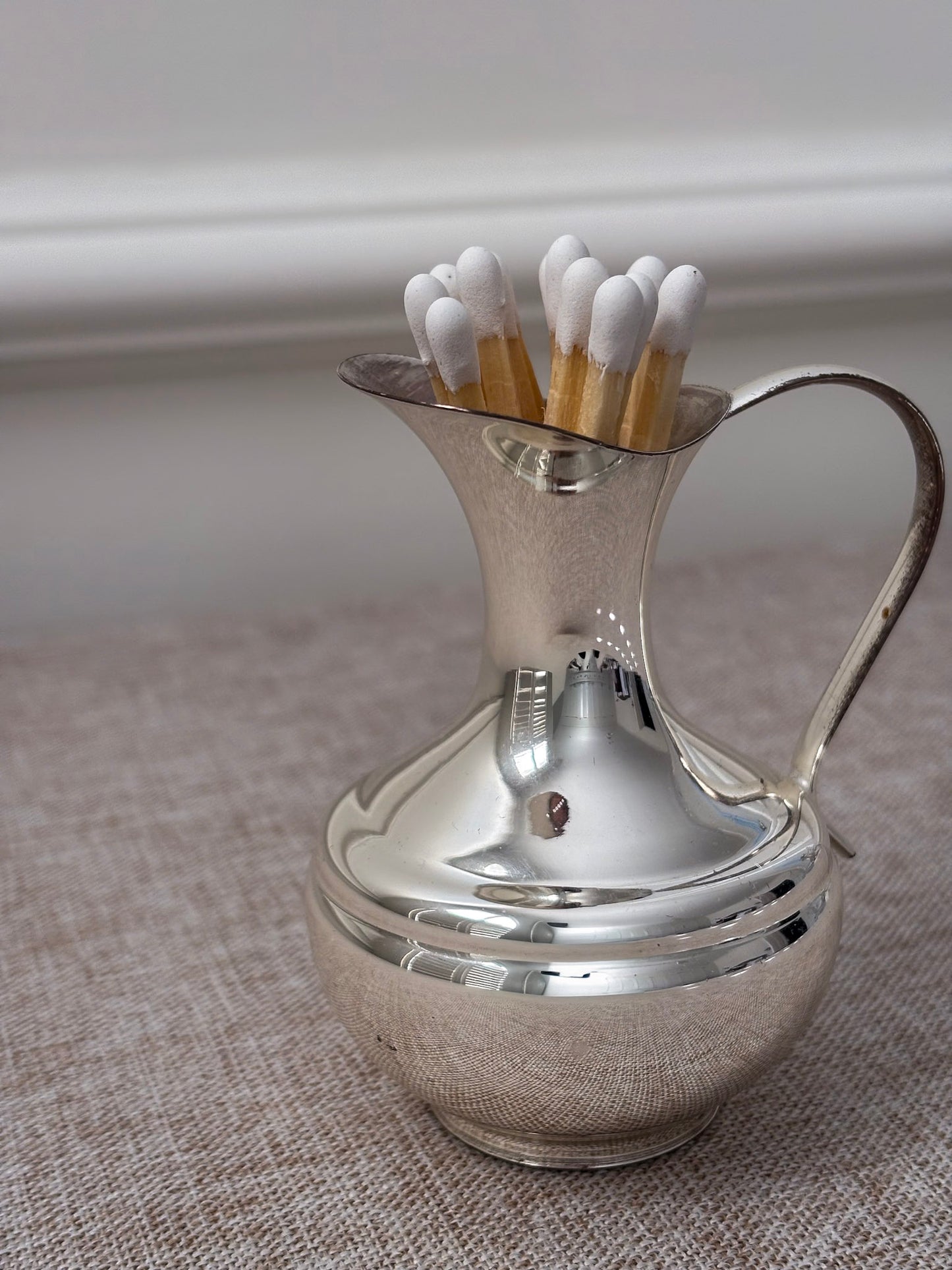Silver-Plated Mini Jug, Small Decorative Pitcher or Match Holder