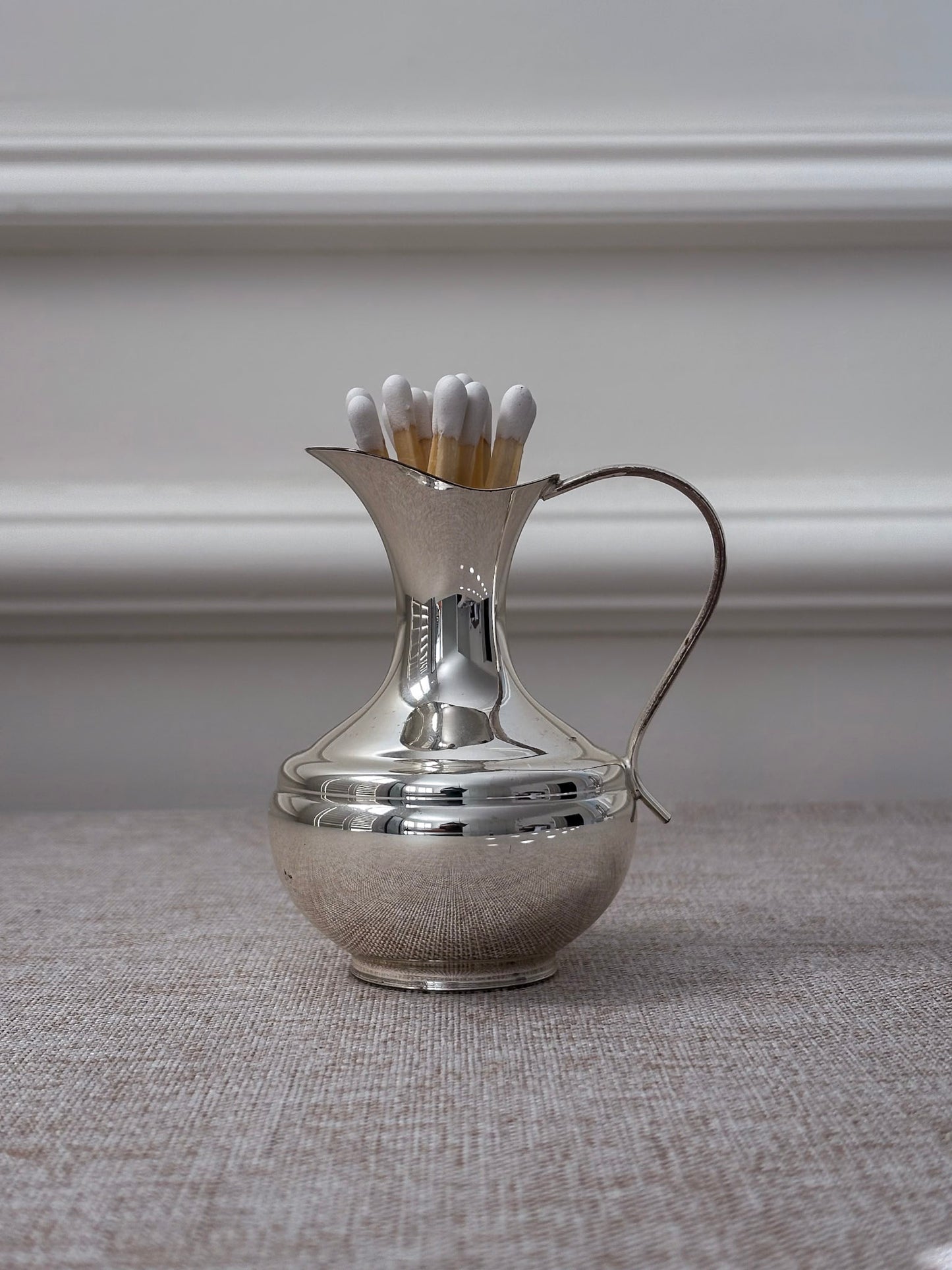 Silver-Plated Mini Jug, Small Decorative Pitcher or Match Holder