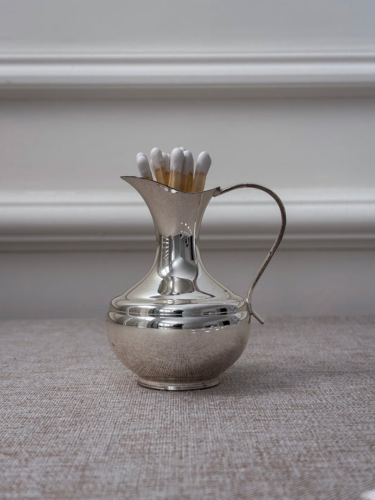 Silver-Plated Mini Jug, Small Decorative Pitcher or Match Holder