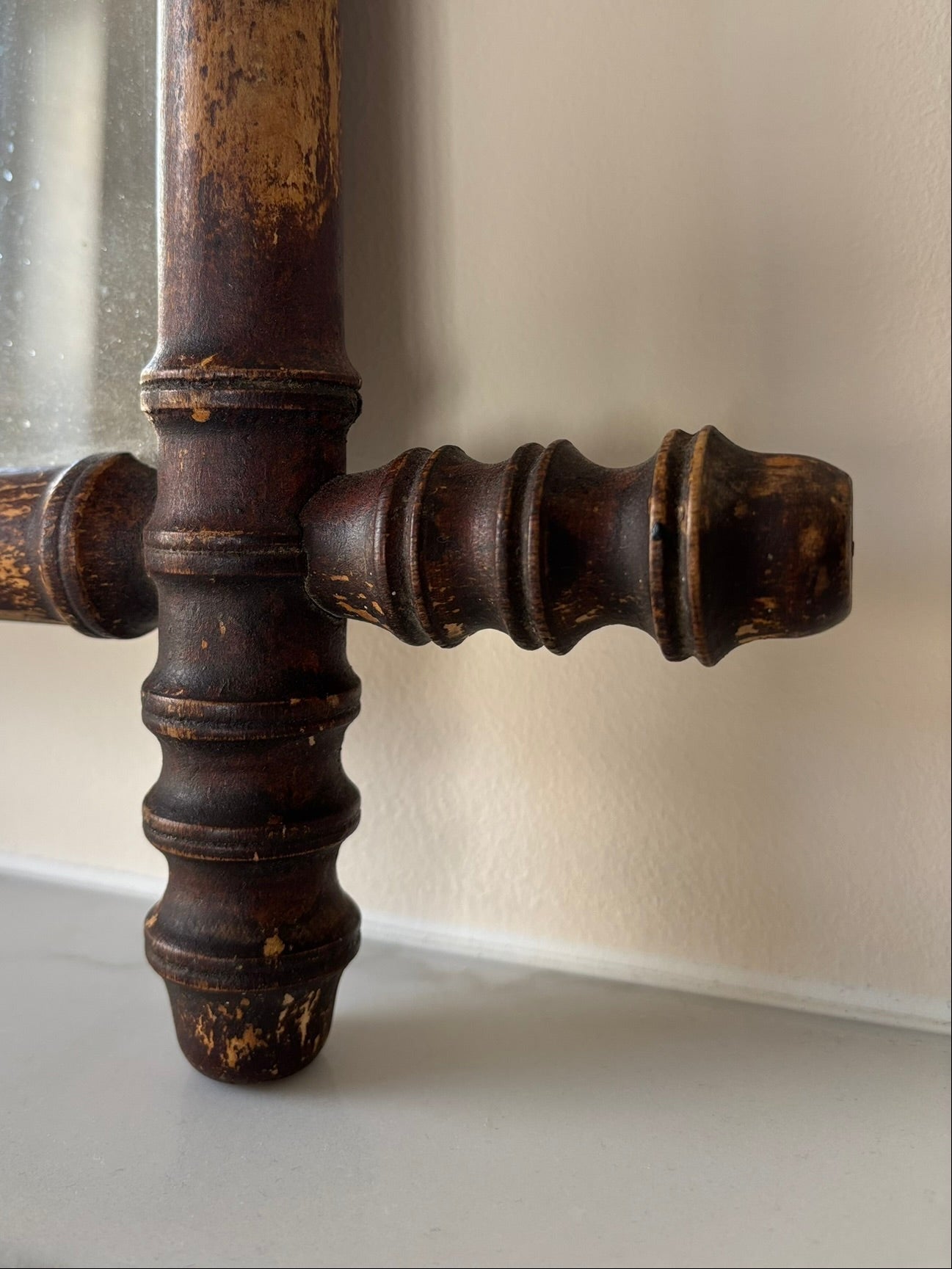Small Antique French Faux Bamboo Mirror