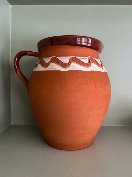 Handmade Terracotta Jug with Wave Detail