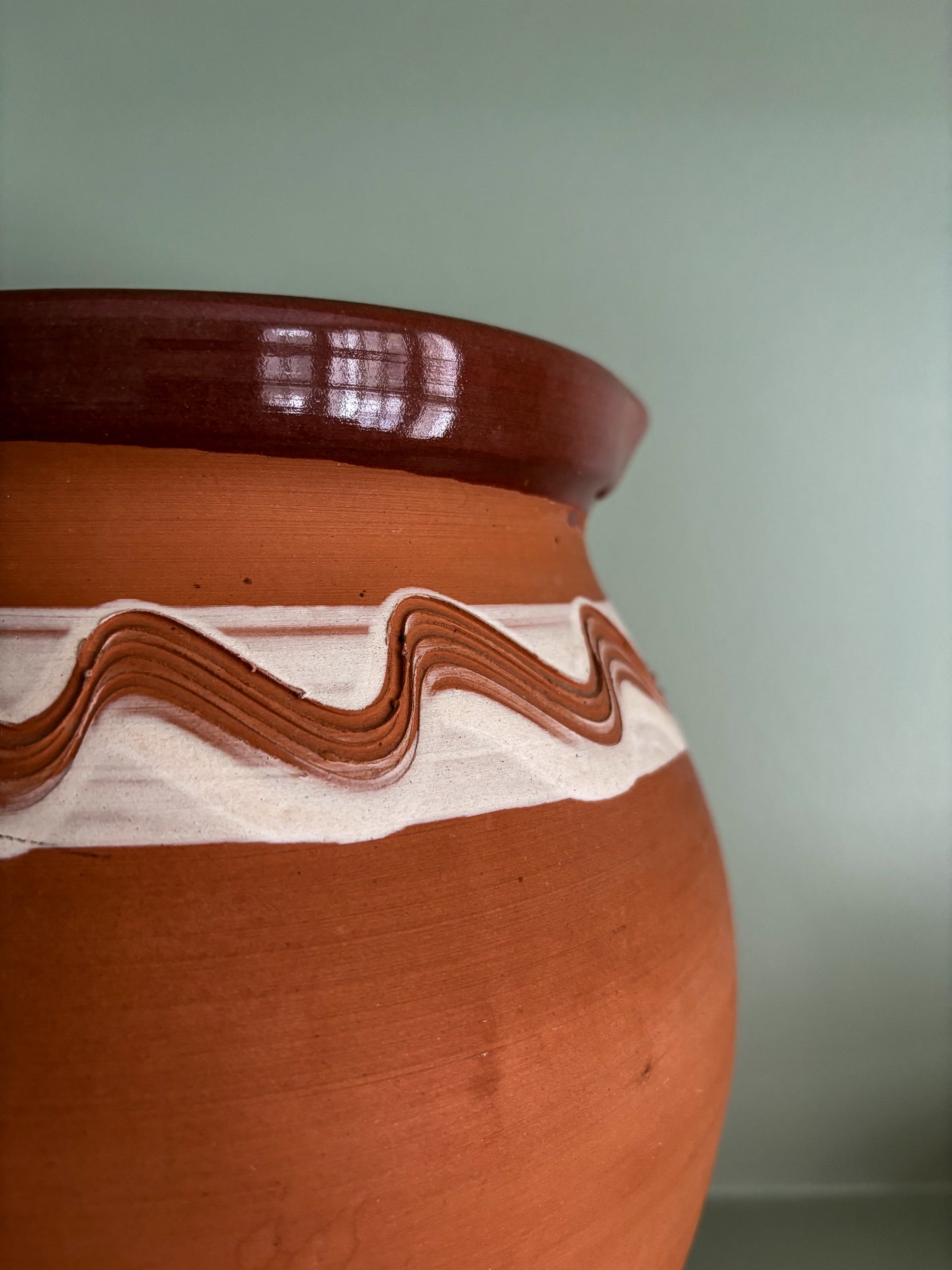 Handmade Terracotta Jug with Wave Detail
