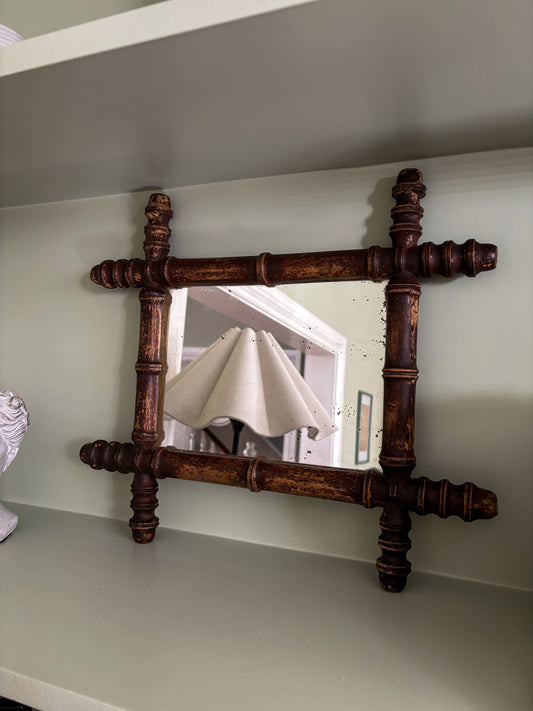 Small Antique French Faux Bamboo Mirror